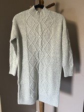 LOFT Knitted Sweater Dress Mock Neck Long Sleeve LightGray Size XS NWT