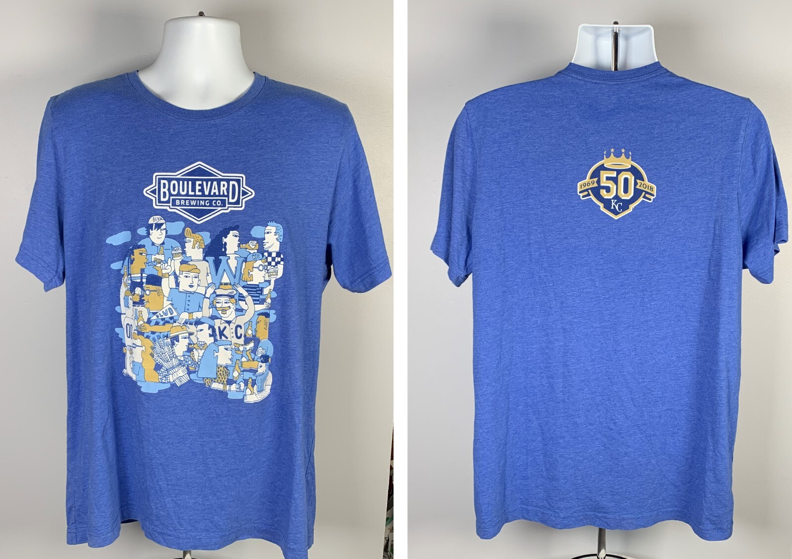 2018 Boulevard Brewing Co KC Royals Baseball Logo T Shirt Mens XL Blue Beer