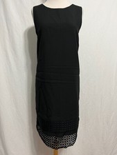 Banana Republic Sleeveless Shift Jumper Dress Black w/Crochet Lace Hem Size 14
