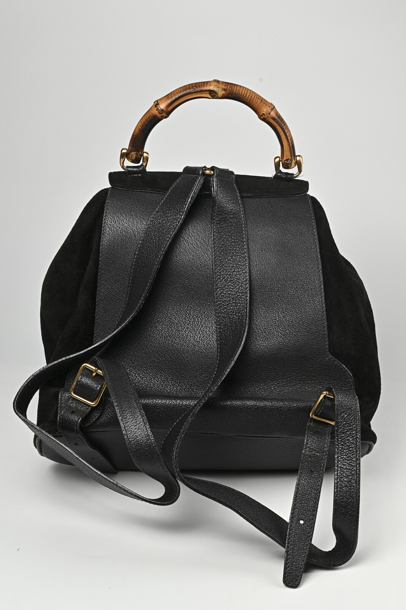 Gucci Vintage Bamboo Suede Backpack | eBay