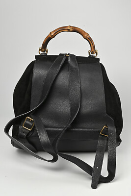 Gucci Vintage Bamboo Suede Backpack | eBay