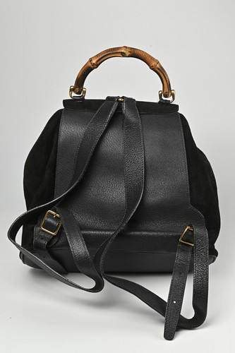 Gucci Vintage Bamboo Suede Backpack - 第 2/12 張圖片