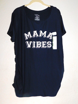 Maternity Shirt XL 16 18 Navy Blue T Shirt ''Mama Vibes''