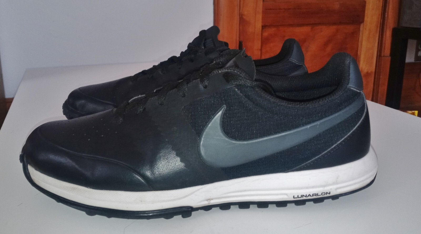 Nike Lunarlon Spikeless Golf Shoes Black / White Size… Gem