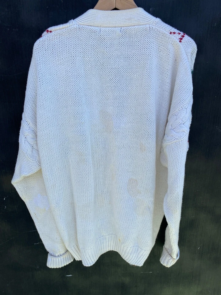 Structure Heavy Weight Cardigan Sweater Mens Large Diamond Pattern - Image 3 of 4