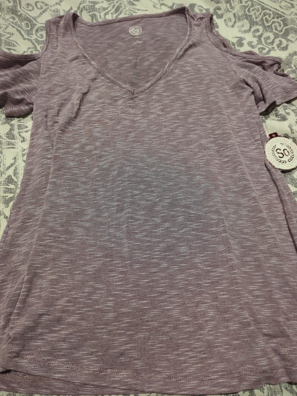 So xxs Purple Off The Shoulder Top V Neck Nwt