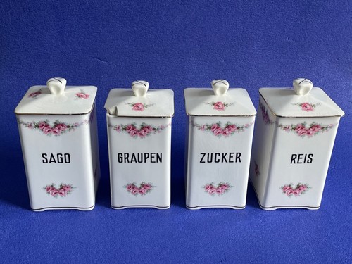 Max Rösler Vorratsdosen Oelflasche Rosendekor antik Zucker Graupen Reis Sago - Picture 5 of 23