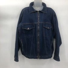 Vintage DUKE HABAND 80 s 90 s Sz L Blue Denim Zip Up Bomber Jean Trucker Jacket