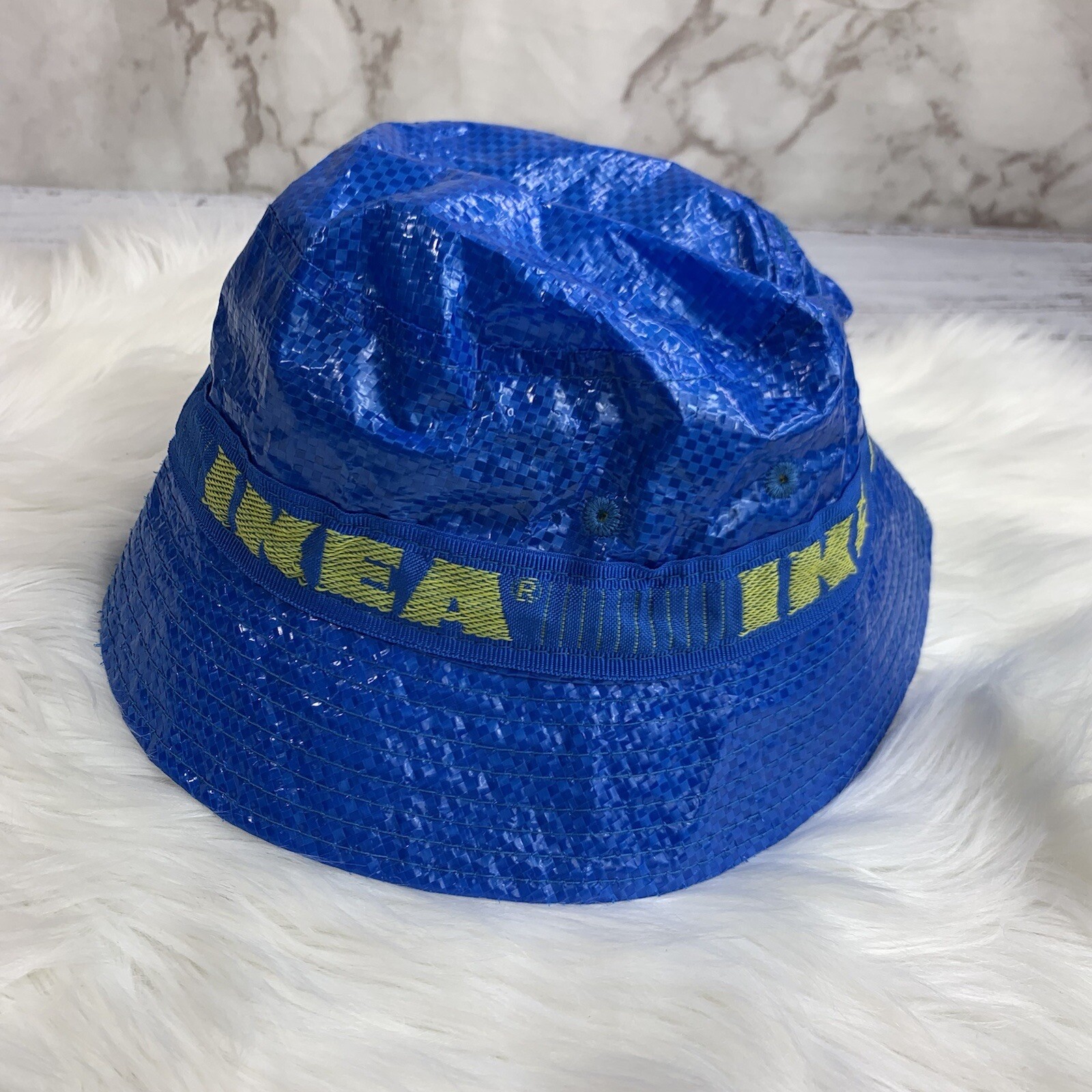 IKEA Hat Bucket Sun Rain Fisherman Party Blue w/ Lini… Gem