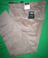 NWT $60 PERRY ELLIS FLAT FRONT CORDUROY DRESS PANTS- TIMBERWOLF LT BROWN- 30X32
