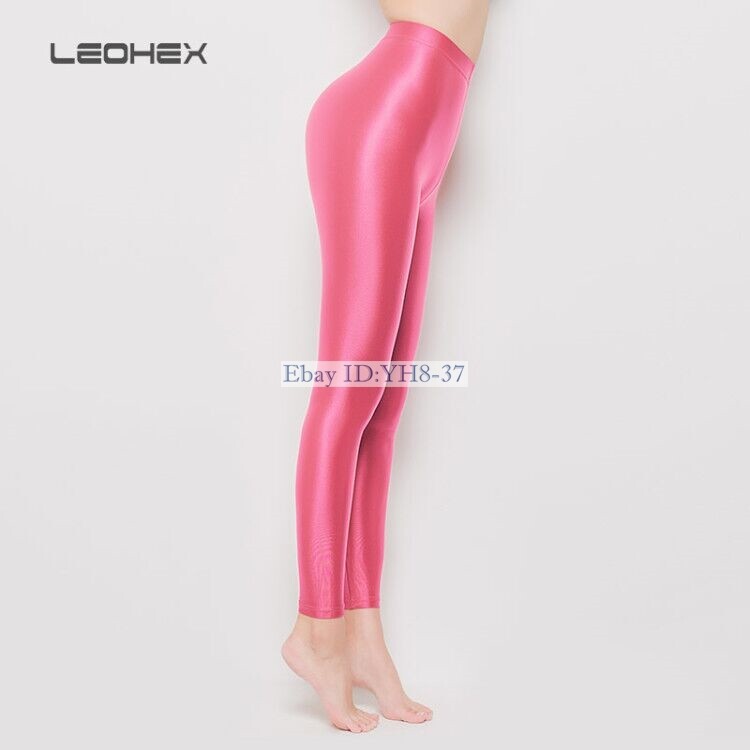 LEOHEX Satin Glossy Opaque Yoga Sexy Leggings High Gloss Spandex footless Soft