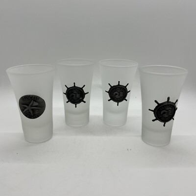 Princess Cruise Line (Set Of 4) Raised 3D Metal Logo Frosted Shot Glasses 3.5 