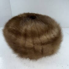 Siberian Fur Pillbox Hat Hong Kong Vintage Mink Fur Brown Silk Beautiful
