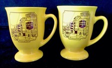 SET/2~RARE Lipton Tea Yellow Label CERAMIC PEDESTAL Mugs~Hong Kong Hennessy Sign