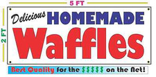 HOMEMADE WAFFLES BANNER Sign NEW Larger Size Best Quality for the   BAKERY