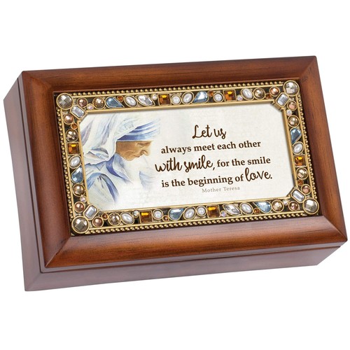 Cottage Garden Smile of Love Saint Mother Teresa Wood Finish Petite Jeweled M... - 第 1/7 張圖片
