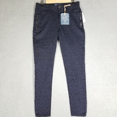 NEW Democracy Ab Solution Jegging Pants Women's 6 Blue Leopard Print Stretch