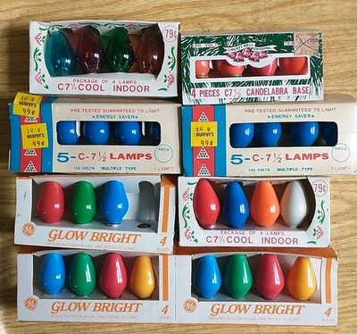 VTG C7 C7 1/2 Replacement 33 Christmas Lights Candelabra Multicolor Blue Orange