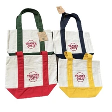 Trader Joe’s mini canvas tote bags set of All 4 Colors New!