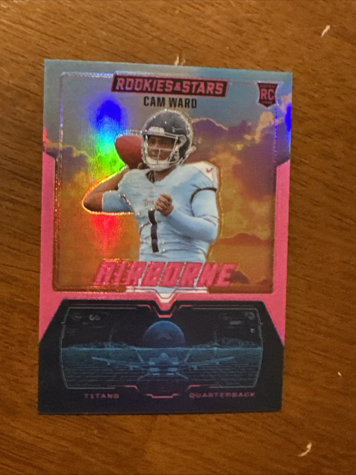 2025 Rookies & Stars - Cam Ward Pink Airborne /75 Rookie (RC) Titans