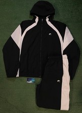 Nike woven black and white track suit Size Large Full Set Top And Bottom