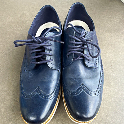 Cole Haan Grand.Os Men s Blue Leather Lace-Up Wingtip Oxford Dress Shoes 8.5M