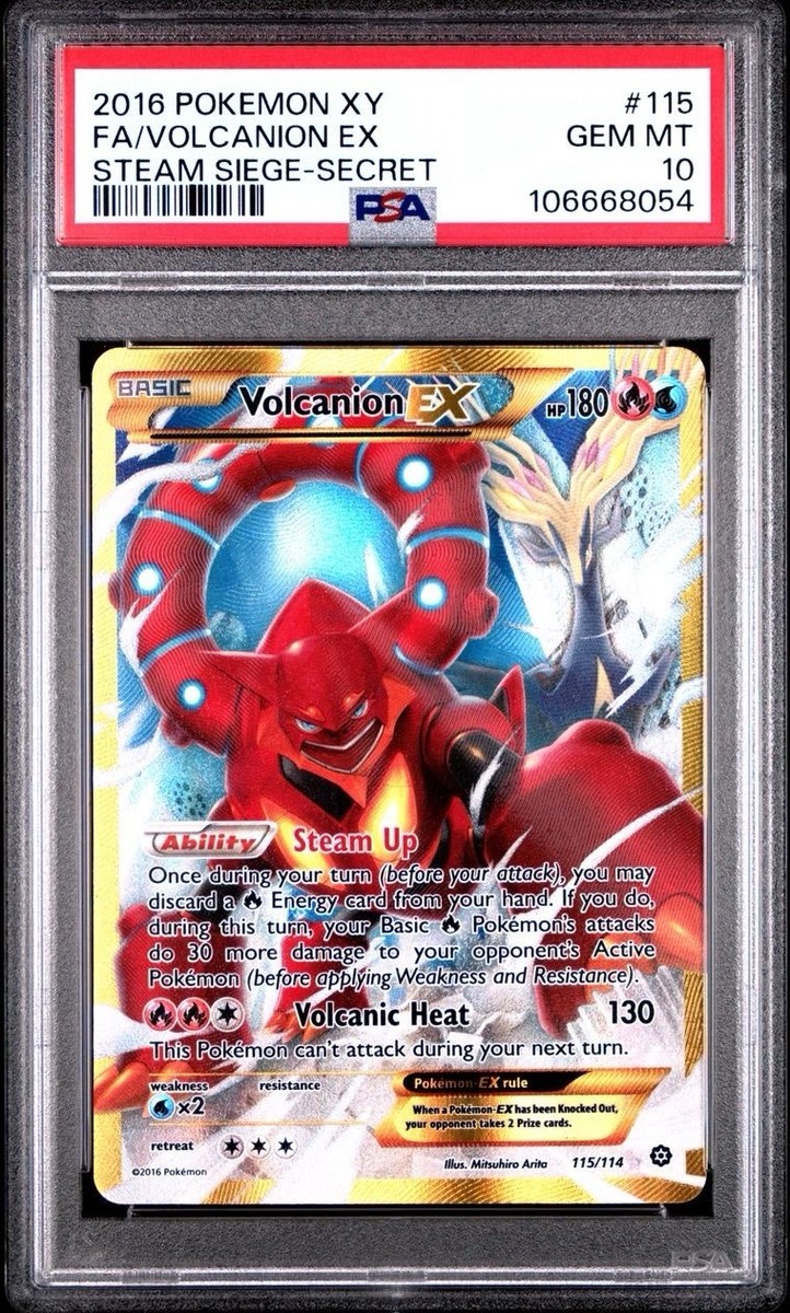 Pokemon XY Steam Siege # 115 Full Art Volcanion EX Secret Rare PSA