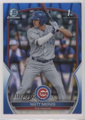 2023 Bowman Chrome Prospects Blue RayWave Refractor Matt Mervis Rookie RC 0rf