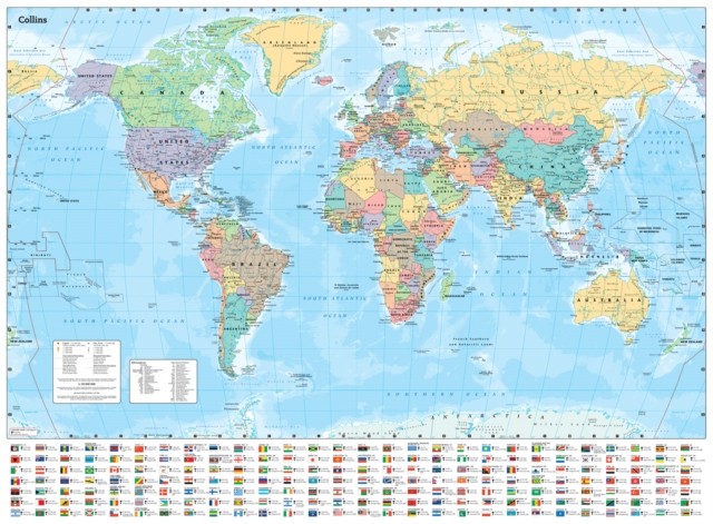 Collins Large World Wall Paper Map (70 x 91.5 cm): Paper map with flags, perfect for classroom, office and home - Image 8