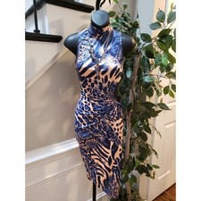 Fashion Nova Bodycon Dress Women's XS Multi Animal Print Stretch Cutout Waist