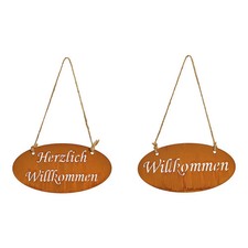 Hänger Herzlich Willkommen rostiges Finish a...