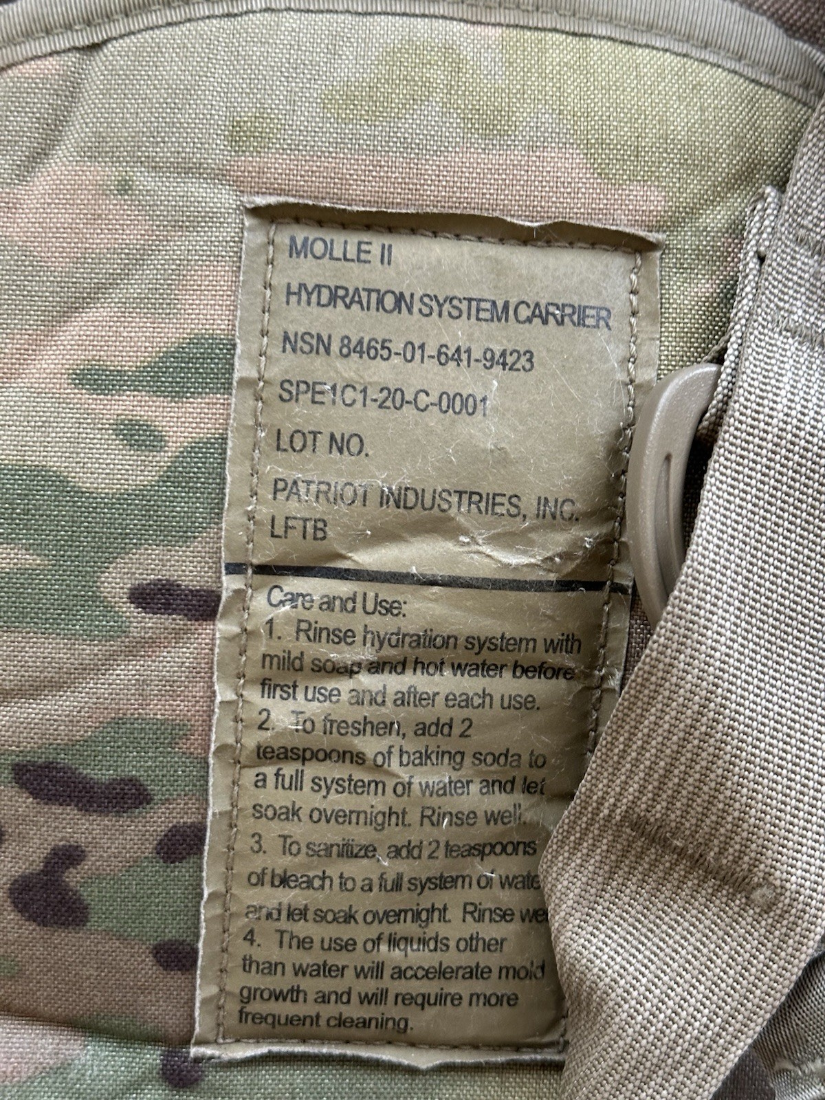 USGI OCP Multicam Molle II 3L/100oz Hydration System Carrier Pack w/ Bladder