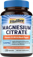 Magnesium Citrate 420mg with D3, B6 & Black Pepper for Sleep & Relaxation