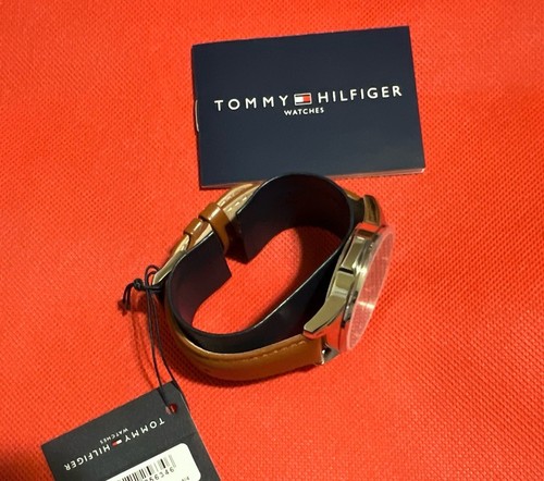 Tommy Hilfiger men's stainless steel 45mm case, Black dial, brown leather strap - Picture 7 of 10