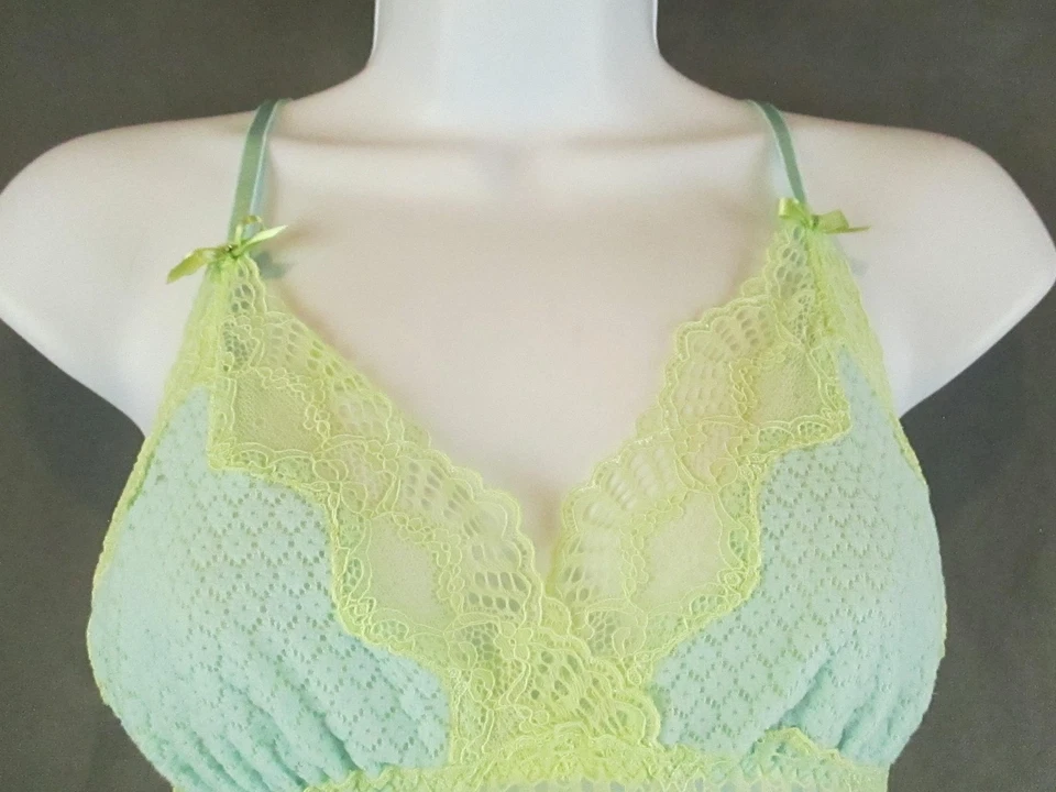 Vestido Betsey Johnson Mujer Pequeño Verde Menta Encaje Babydoll Lencería Y2K De Colección Foto 2 de 4