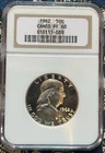 1962 PF68 W/ Cameo Franklin Half Dollar 90% Silver NGC Very High Grade Free S&H