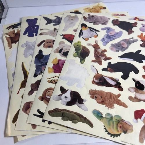 Lot Of 5 Vintage Ty Beanie Babies Official Club Stickers Collectible
