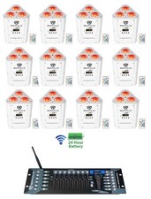 12 Rockville RockWedge LED White Battery Powered Lights Wireless DMX Controller