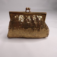 Vintage Whiting Davis Co Gold Mesh Coin Purse Bag Made In USA