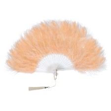 1920s Vintage Marabou Feather Fan for Costume Party Dancing Wedding, Apricot