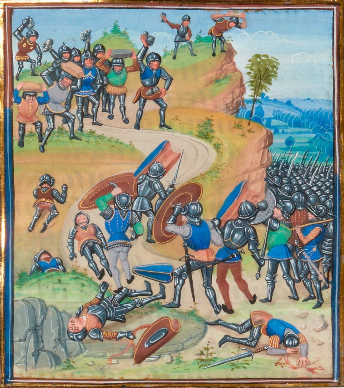 Peinture murale manuscrit français Jehan Froissart fait main en bois