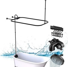 Clawfoot Tub Shower Kit,With Add on Bathcock Diverter Faucet and 48 Inch X 27 In