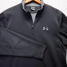 Under Armour Pullover Mens M Black Gray 1/4 Zip Performance Fleece Lined Golf