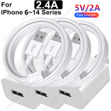 USB Fast Charger Adapter 2.4A Charging Cable For i Phone 6 7 8 X 11 12 13 14 Lot