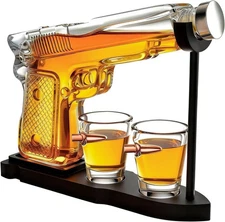 Gifts for Men Dad, Father Whiskey Decanter Set - 9 Oz with Two 2 Clear