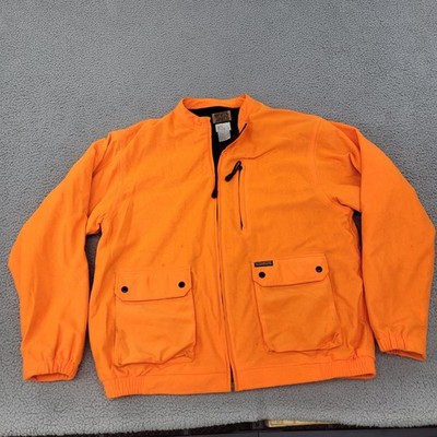 Sports Afield Jacket Mens Large Blaze Orange Fleece Lined Bomber Zip Visibility