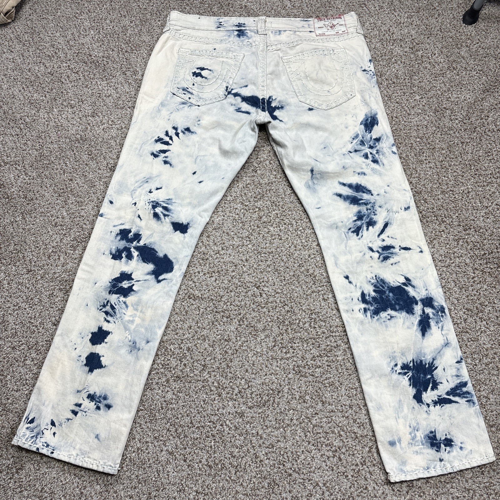 True Religion Jeans Mens 38 Bleach Washed Ricky Relaxed Straight 38 Fits 40x33.5 - View 12