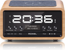 Roxel Nod Bedside Radio, DAB/DAB+ & FM Radio, Alarm Clock, Wireless Phone Chargi