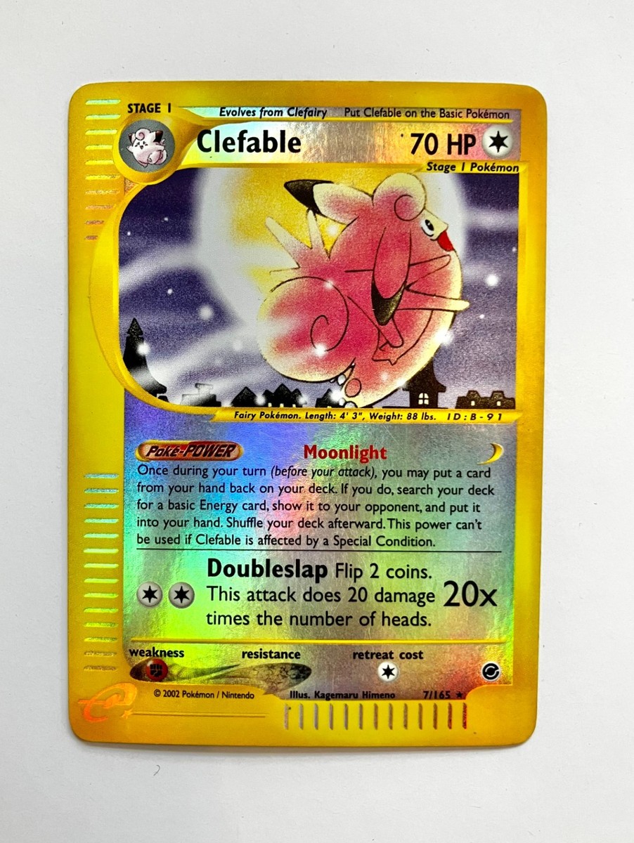 2002 Pokémon TCG Clefable Reverse Holo Rare Card 7/165 Expedition
