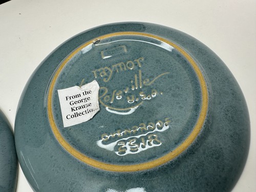 1953 Roseville Raymor Robins Egg Ice Blue 254R Cups Saucers Round Re-Design Rare - Picture 3 of 10